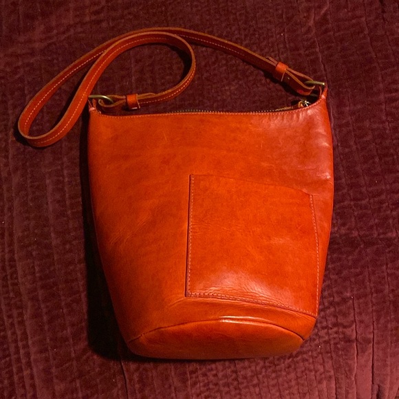 Clare V Handbags - Clare V. Petite Jeanne Red Leather Bucket Shoulder Bag
